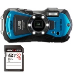デジタルカメラ　ＰＥＮＴＡＸ　ＷＧ－９０　ＢＬＵＥ　＋　３２ＧＢ　ＳＤＨＣメモリカード　１セット