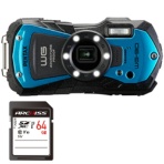デジタルカメラ　ＰＥＮＴＡＸ　ＷＧ－９０　ＢＬＵＥ　＋　６４ＧＢ　ＳＤＸＣメモリカード　１セット