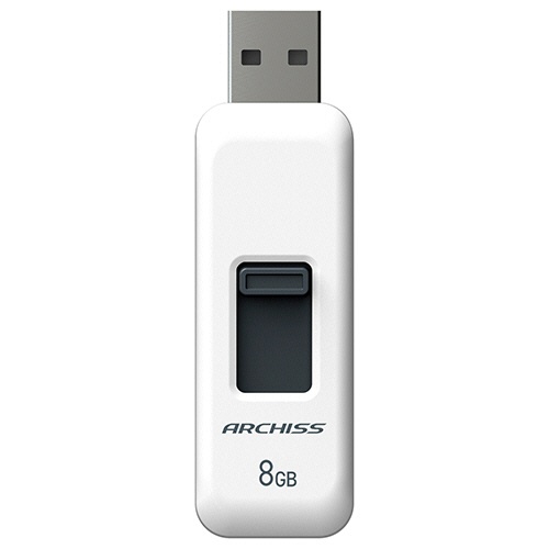 アーキス　ＵＳＢ２．０　スライド式フラッシュメモリ　８ＧＢ　ホワイト　ＡＳ－００８ＧＵ２－ＰＳＷ　１個1