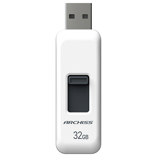 アーキス　ＵＳＢ２．０　スライド式フラッシュメモリ　３２ＧＢ　ホワイト　ＡＳ－０３２ＧＵ２－ＰＳＷ　１個1