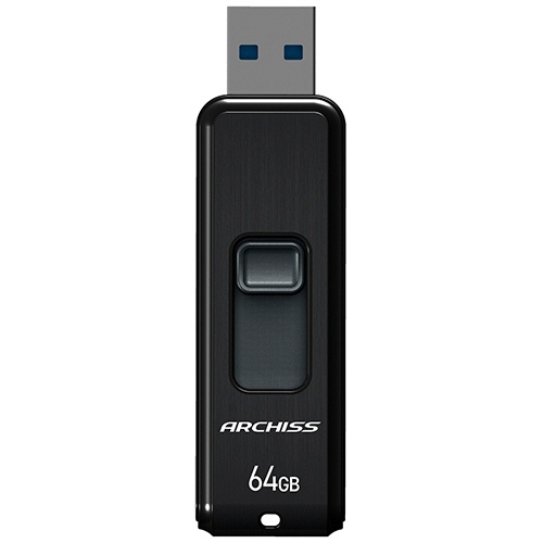 アーキス　ＵＳＢ３．２（Ｇｅｎ１）　スライド式フラッシュメモリ　６４ＧＢ　ブラック　ＡＳ－０６４ＧＵ３－ＰＳＢ　１個1