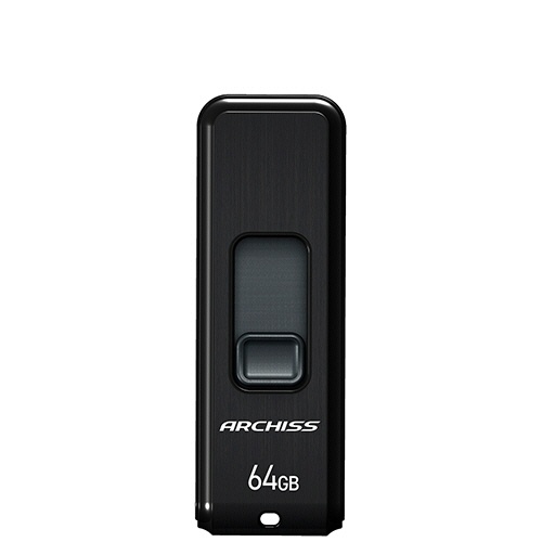 アーキス　ＵＳＢ３．２（Ｇｅｎ１）　スライド式フラッシュメモリ　６４ＧＢ　ブラック　ＡＳ－０６４ＧＵ３－ＰＳＢ　１個2