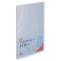 ＴＡＮＯＳＥＥ　クリアファイル　Ａ４タテ　１０ポケット　背幅８ｍｍ　ブルー　１セット（１０冊）1