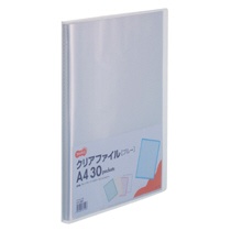 ＴＡＮＯＳＥＥ　クリアファイル　Ａ４タテ　３０ポケット　背幅１７ｍｍ　ブルー　１セット（１０冊）1