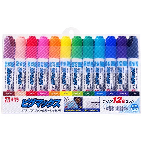 サクラクレパス　水性マーカー　ピグマックスツイン　１２色（各色１本）　ＺＰＫ－Ｔ１２　１セット（１０パック）1