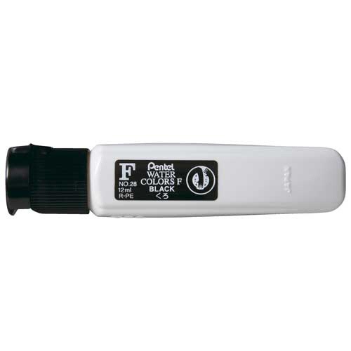 ぺんてる　水彩えのぐ　エフ水彩　ポリチューブ入　単色　１２ｍｌ　くろ　ＷＦＣＴ２８　１セット（５本）1