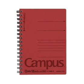コクヨ　キャンパス　ツインリングノート（色厚表紙）　Ａ６　Ｂ罫　５０枚　赤　ス－Ｔ１５８Ｂ－Ｒ　１セット（５冊）