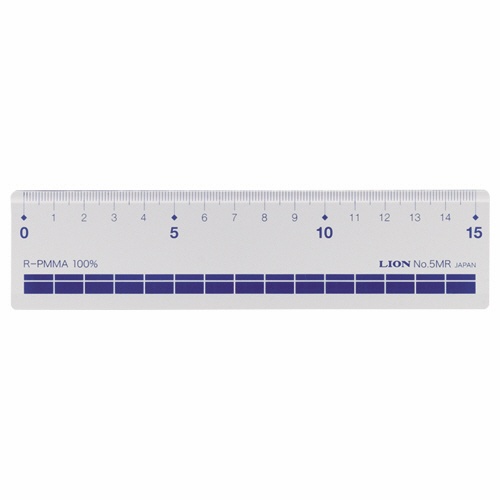 ライオン事務器　再生アクリル直線定規　１５ｃｍ　Ｎｏ．５ＭＲ　１セット（１０本）1
