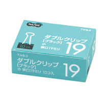 【クリックで詳細表示】TANOSEE ダブルクリップ 小 口幅19mm ブラック 1セット(300個：10個×30箱) TWB-3