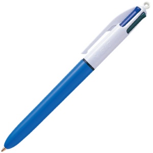 ＢＩＣ　４色ボールペン　１．０ｍｍ　（軸色：ブルー）　４ＣＭＤＢＬＵ　１セット（１２本）1
