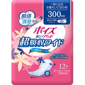 日本製紙クレシア　ポイズ　肌ケアパッド　超吸収ワイド　一気に出る多量モレに安心用　１セット（１０８枚：１２枚×９パック）
