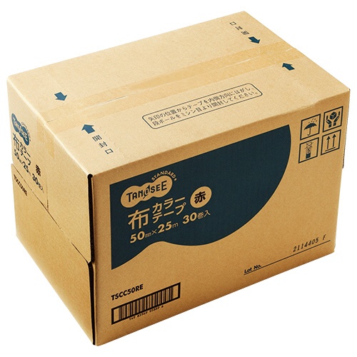 ＴＡＮＯＳＥＥ　布テープ（カラー）　５０ｍｍ×２５ｍ　厚み約０．２１ｍｍ　赤　１セット（３０巻）2
