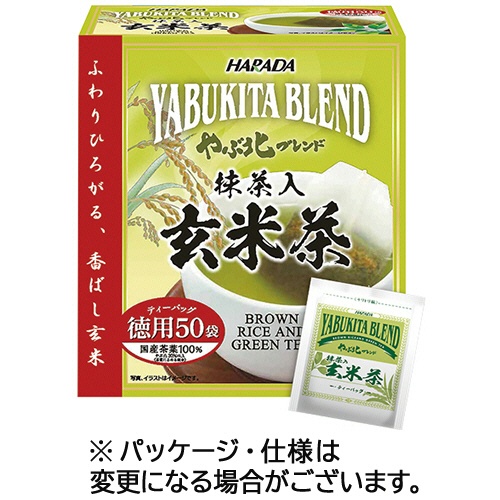ハラダ製茶　やぶ北ブレンド　徳用抹茶入玄米茶ティーバッグ　１セット（３００バッグ：５０バッグ×６箱）1