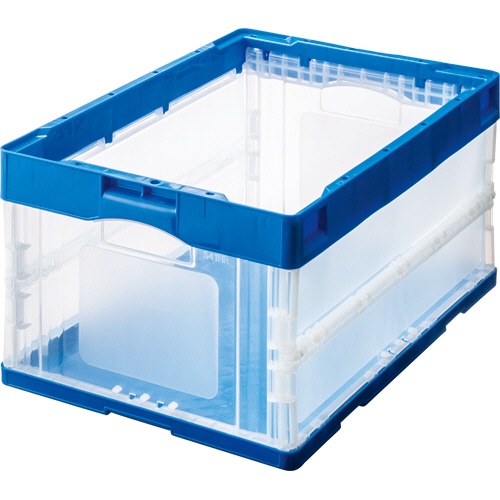 ＴＡＮＯＳＥＥ　折りたたみコンテナ　４０Ｌ　ダークブルー／透明　１セット（１０台）1