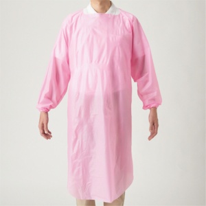 川西工業　ポリエチ袖付エプロン　フリーサイズ　ピンク　４４４２　１セット（２００枚：１０枚×２０箱）1