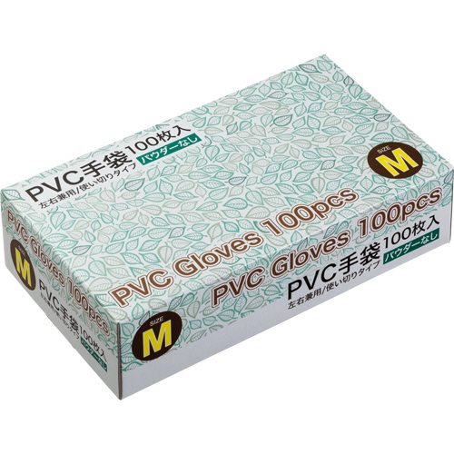 【クリックで詳細表示】PVCグローブ パウダーなし M 1セット(2000枚：100枚×20箱) PVCグロ-ブ パウダ-ナシ M 100マイ