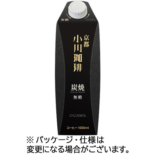 小川珈琲　京都　小川珈琲　炭焼珈琲　無糖　１Ｌ　紙パック（口栓付）　１ケース（６本）1