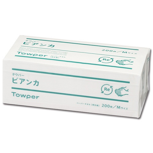 日本製紙クレシア　ペーパータオル　タウパービアンカ　Ｍ　２００枚／パック　１セット（２５パック）1
