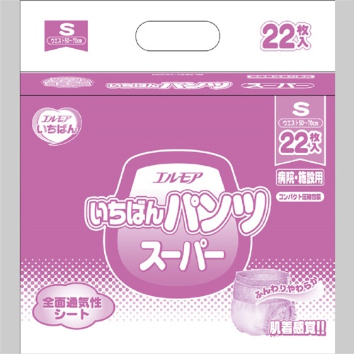 カミ商事　エルモア　いちばん　パンツ　スーパー　Ｓ　１セット（１３２枚：２２枚×６パック）1