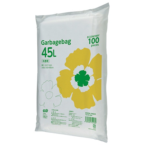 ＴＡＮＯＳＥＥ　ゴミ袋エコノミー　半透明　４５Ｌ　１セット（１０００枚：１００枚×１０パック）1