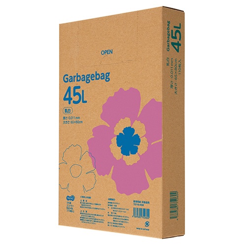 ＴＡＮＯＳＥＥ　ゴミ袋エコノミー　乳白半透明　４５Ｌ　ＢＯＸタイプ　１セット（１１００枚：１１０枚×１０箱）1