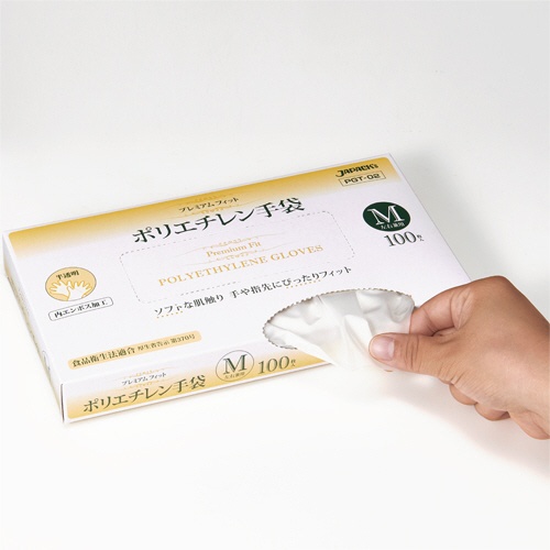 ジャパックス　プレミアムフィット　ＰＥ手袋　クリア　Ｓ　ＰＧＴ－０１　１セット（５００枚：１００枚×５箱）3