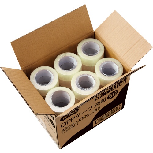 ＴＡＮＯＳＥＥ　ＯＰＰテープ　透明　４８ｍｍ×１００ｍ　５０μｍ　１セット（１８０巻：３６巻×５箱）1