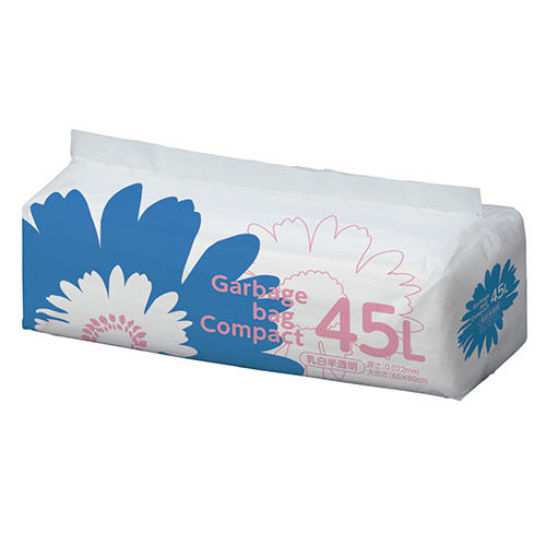 たのめーる】TANOSEE ゴミ袋 コンパクト 乳白半透明 45L 1セット(600枚