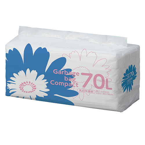 たのめーる】TANOSEE ゴミ袋 コンパクト 乳白半透明 70L 1セット(400枚