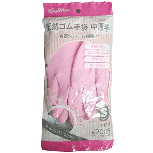 川西工業　天然ゴム手袋　中厚手　Ｍ　ピンク　＃２００５－Ｍ　１セット（１０双）2