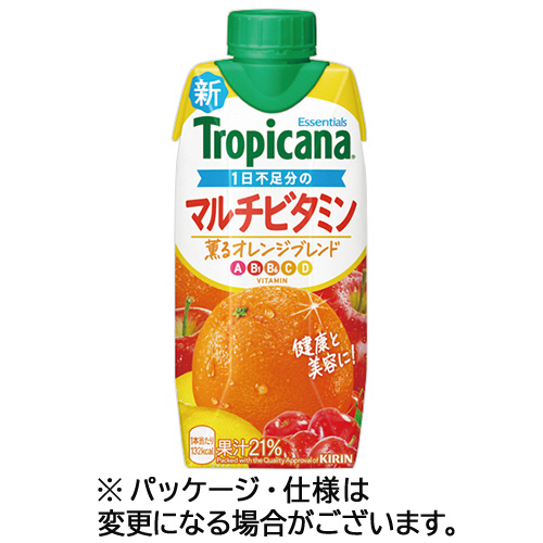 【クリックで詳細表示】キリンビバレッジ トロピカーナ エッセンシャルズ マルチビタミン 330ml 紙パック 1ケース(12本) 076177