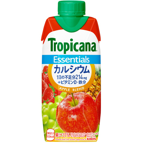 【クリックで詳細表示】キリンビバレッジ トロピカーナ エッセンシャルズ カルシウム 330ml 紙パック 1ケース(12本) 076092