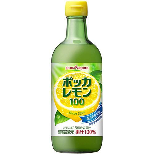 【クリックで詳細表示】ポッカサッポロ ポッカレモン100 450ml 瓶 1ケース(12本) 980073