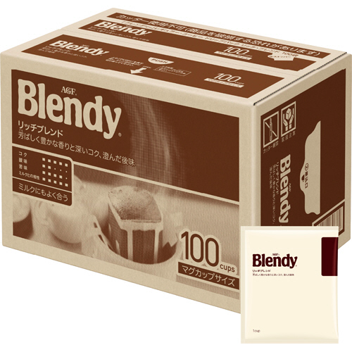 【クリックで詳細表示】味の素AGF ブレンディ レギュラーコーヒー ドリップパック リッチブレンド 7g 1セット(200袋：100袋×2箱) 4901111396760