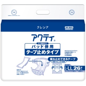 日本製紙クレシア　アクティ　パッド併用テープ止めタイプ　Ｌ－ＬＬ　１セット（７８枚：２６枚×３パック）