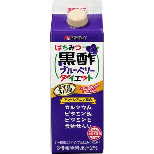 タマノイ酢　はちみつ黒酢ブルーベリーダイエット　濃縮タイプ　５００ｍｌ　紙パック　１ケース（１２本）1