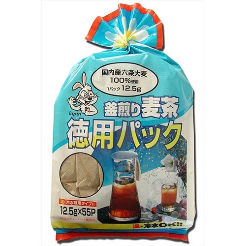 伊勢惣　釜煎り麦茶　徳用パック　１２．５ｇ　１セット（８２５バッグ：５５バッグ×１５袋）1