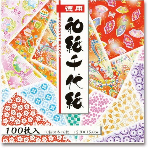 トーヨー　徳用和紙千代紙　１５×１５ｃｍ　１０柄　０１８０３３　１パック（１００枚）1
