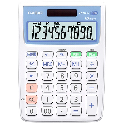 カシオ　抗菌電卓　１０桁　ミニジャストタイプ　ＭＷ－１０２ＣＬ－Ｎ　１台1