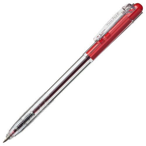 【クリックでお店のこの商品のページへ】TANOSEE ノック式油性ボールペン 0.7mm 赤 (軸色：クリア) 1箱(10本) TS-RT07TRD