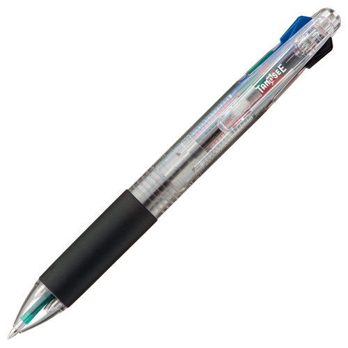 【クリックでお店のこの商品のページへ】TANOSEE 油性4色ボールペン 0.7mm (軸色 クリア) バネクリップ仕様 1本 16-8365202