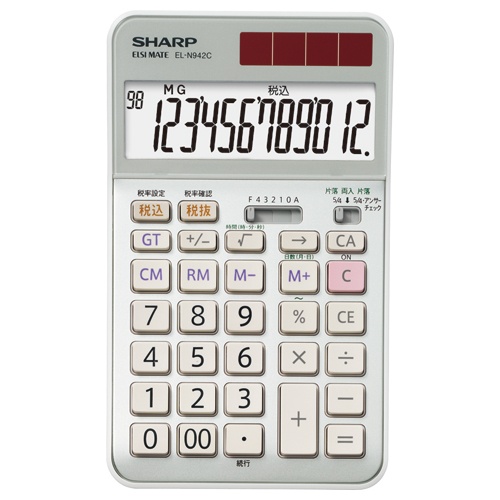 シャープ　実務電卓　１２桁　ナイスサイズ　ＥＬ－Ｎ９４２Ｃ－Ｘ　１台1