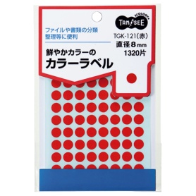 ＴＡＮＯＳＥＥ　カラー丸ラベル　直径８ｍｍ　赤　１パック（１３２０片：８８片×１５シート）