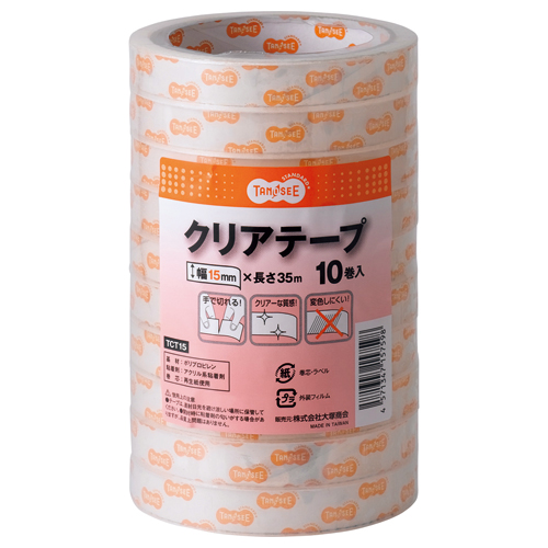 たのめーる】TANOSEE クリアテープ 15mm×35m 1パック(10巻)の通販 たのめーる】TANOSEE クリアテープ 15mm×35m 1パック(10巻)の通販