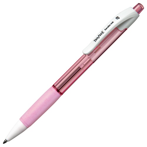 ＴＡＮＯＳＥＥ　ノック式油性ボールペン（なめらかインク）　０．７ｍｍ　黒　（軸色：クリアピンク）　１本1