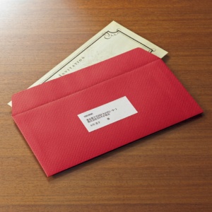 寿堂　カラー横型封筒　１１０×２２０ｍｍ　１２７.９ｇ／ｍ2　テープのり付　〒枠なし　クランベリー　１０３５０　１パック（１０枚）2