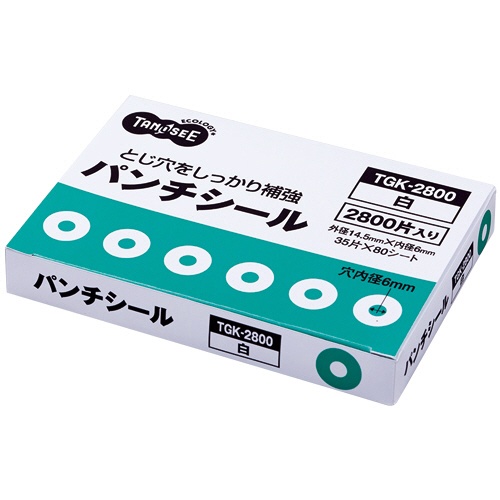 ＴＡＮＯＳＥＥ　パンチシール　外径１４．５ｍｍ　白　業務用パック　１パック（２８００片：３５片×８０シート）1