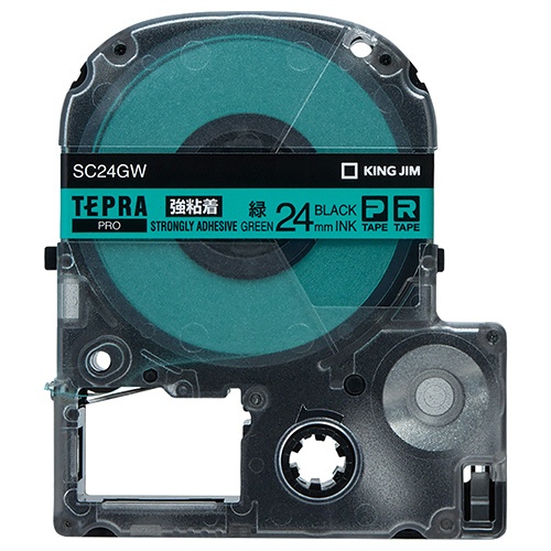 キングジム　テプラ　ＰＲＯ　テープカートリッジ　強粘着　２４ｍｍ　緑／黒文字　ＳＣ２４ＧＷ　１個1