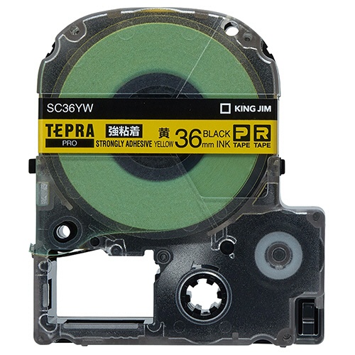 キングジム　テプラ　ＰＲＯ　テープカートリッジ　強粘着　３６ｍｍ　黄／黒文字　ＳＣ３６ＹＷ　１個1