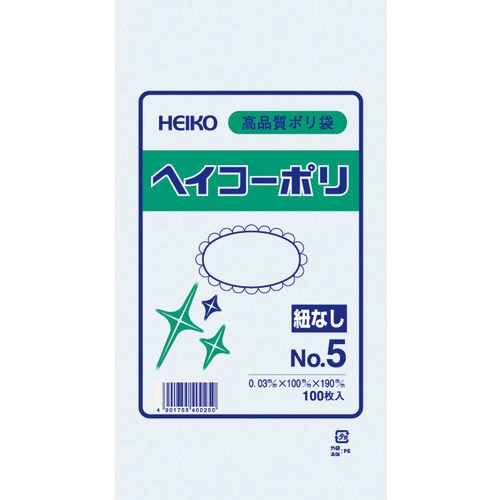シモジマ　ＨＥＩＫＯ　ポリ規格袋　ヘイコーポリ　０３　Ｎｏ．５　紐なし　００６６１０５０１　１袋（１００枚）1